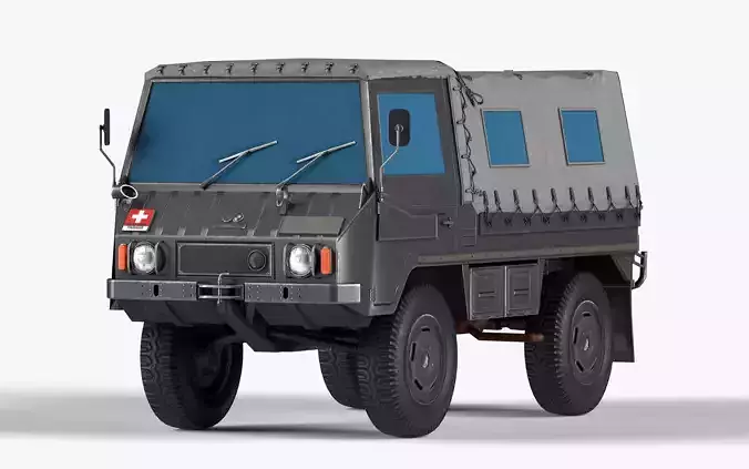 Pinzgauer 4x4 LODs Game Ready Rigged Low-poly 3D model