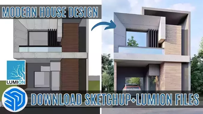 Modern Indian House Design Architecture Sketchup and Lumion File 3D model