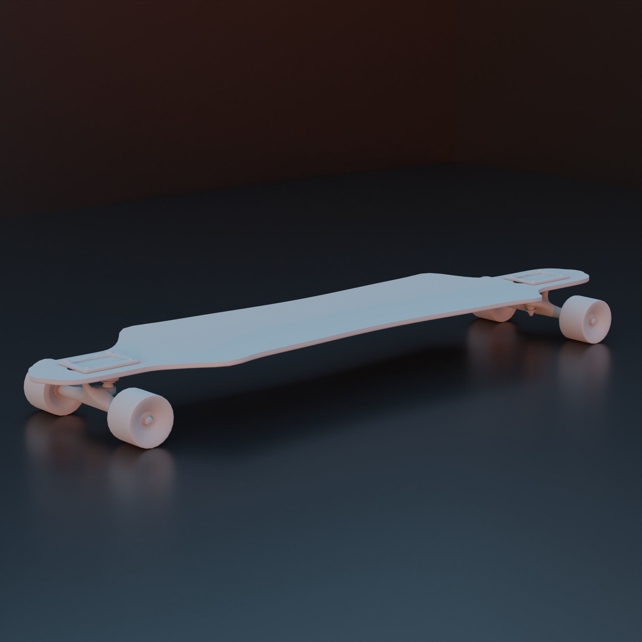 Longboard Skate Mesh Low-poly 3D model_1