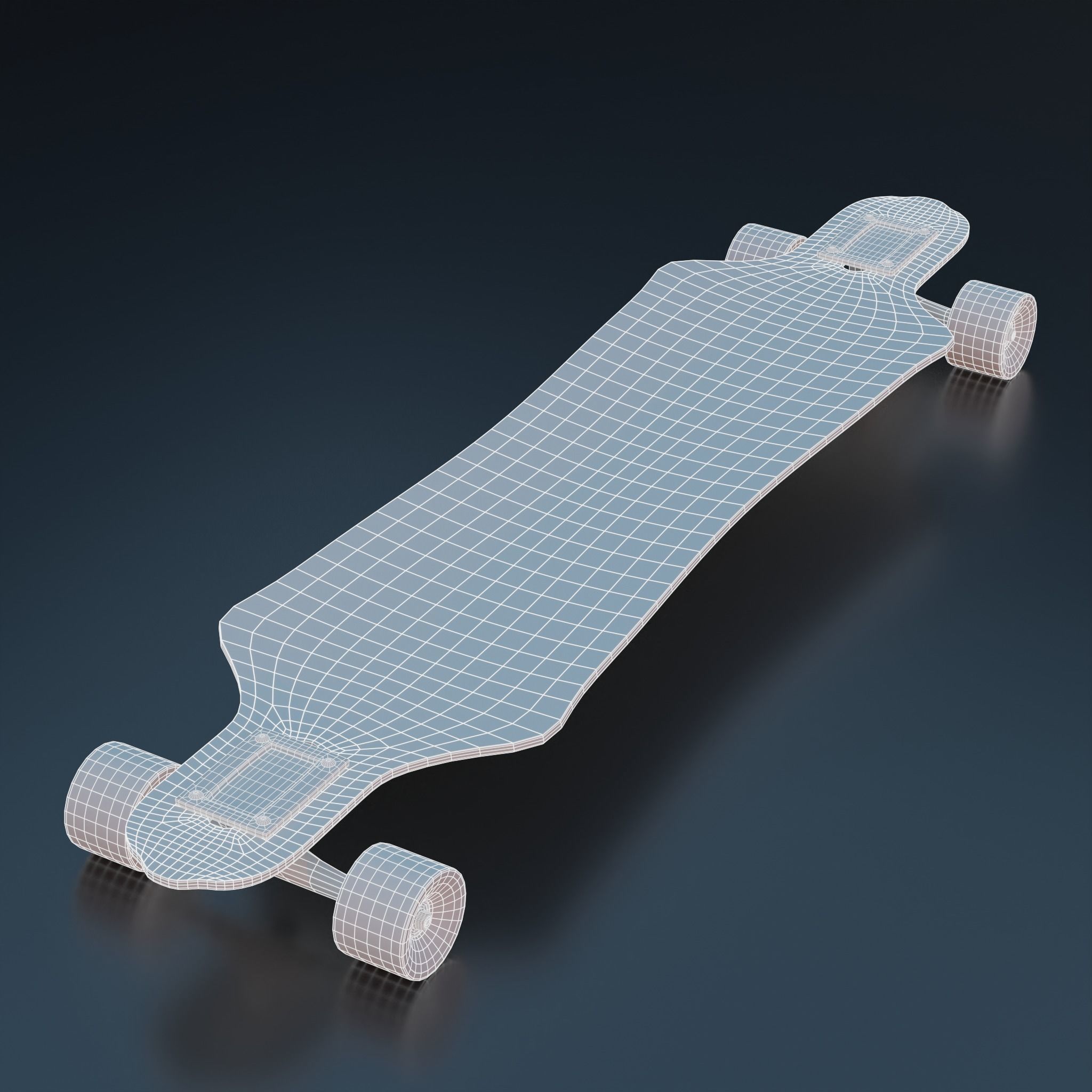 Longboard Skate Mesh Low-poly 3D model_3