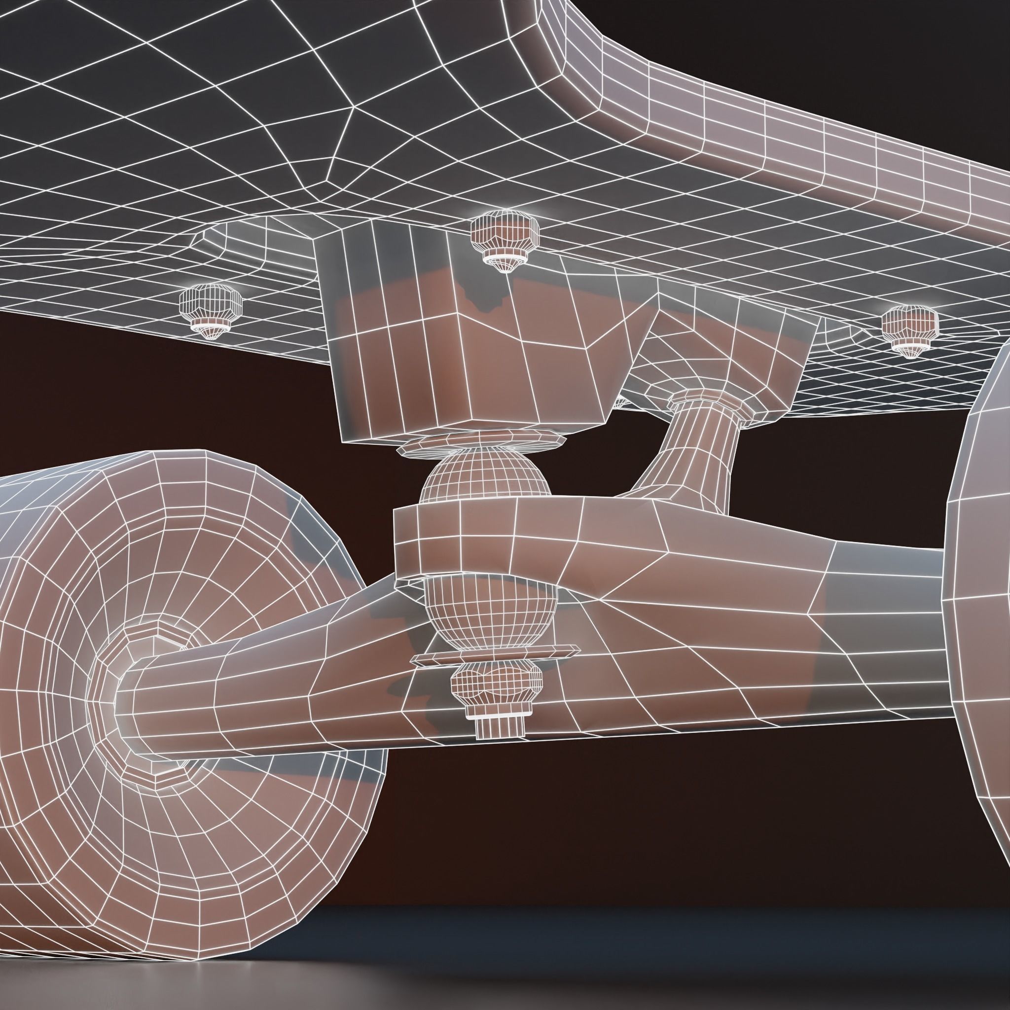 Longboard Skate Mesh Low-poly 3D model_5