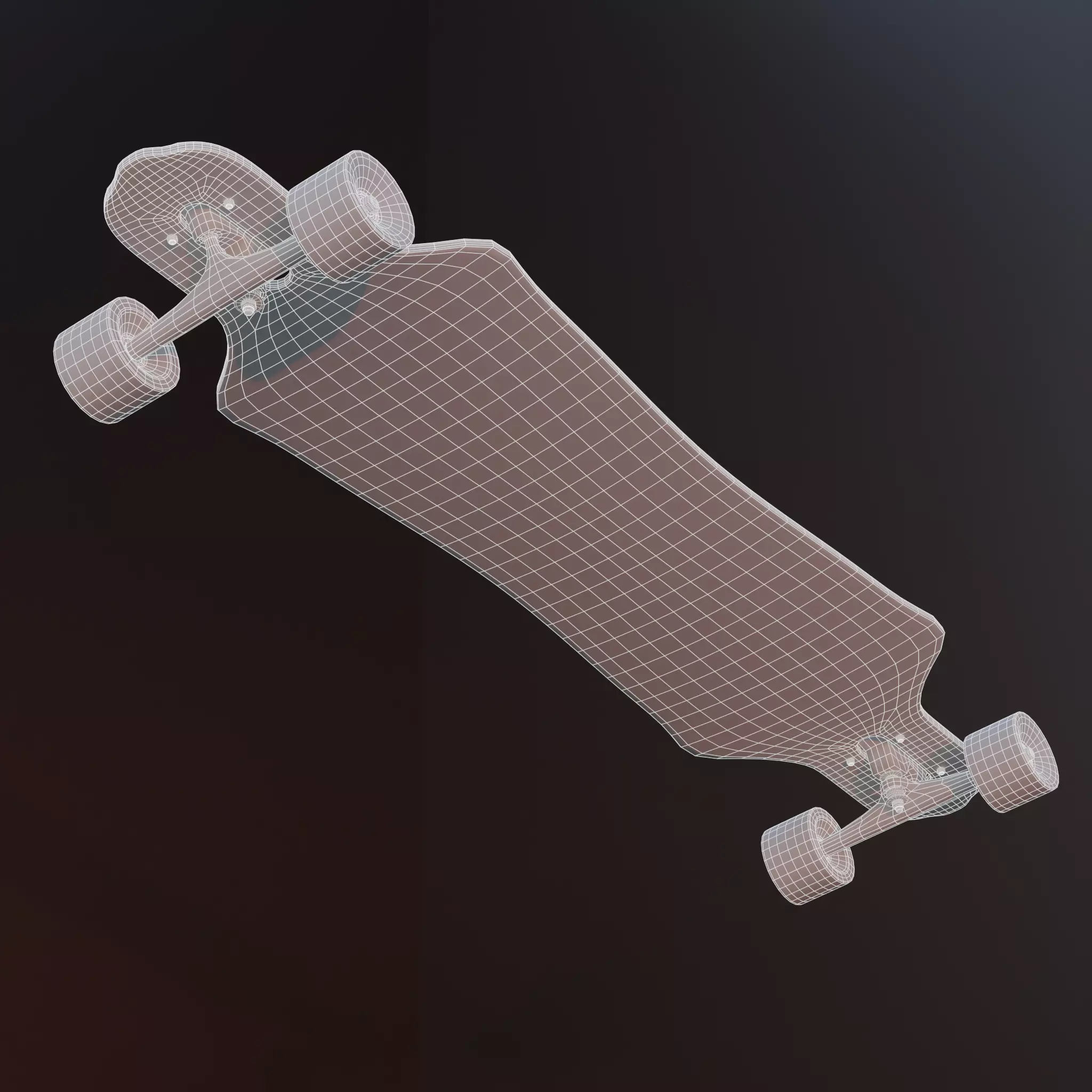 Longboard Skate Mesh Low-poly 3D model_0