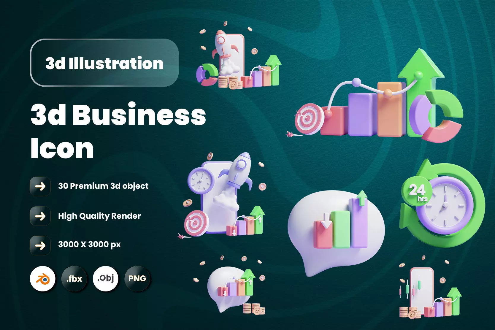 Business 3d Illustration  Icon Pack  3D model_0