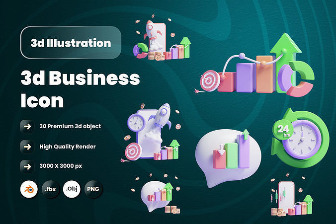 Business 3d Illustration  Icon Pack  3D model