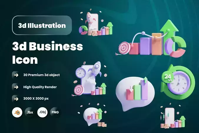 Business 3d Illustration  Icon Pack 