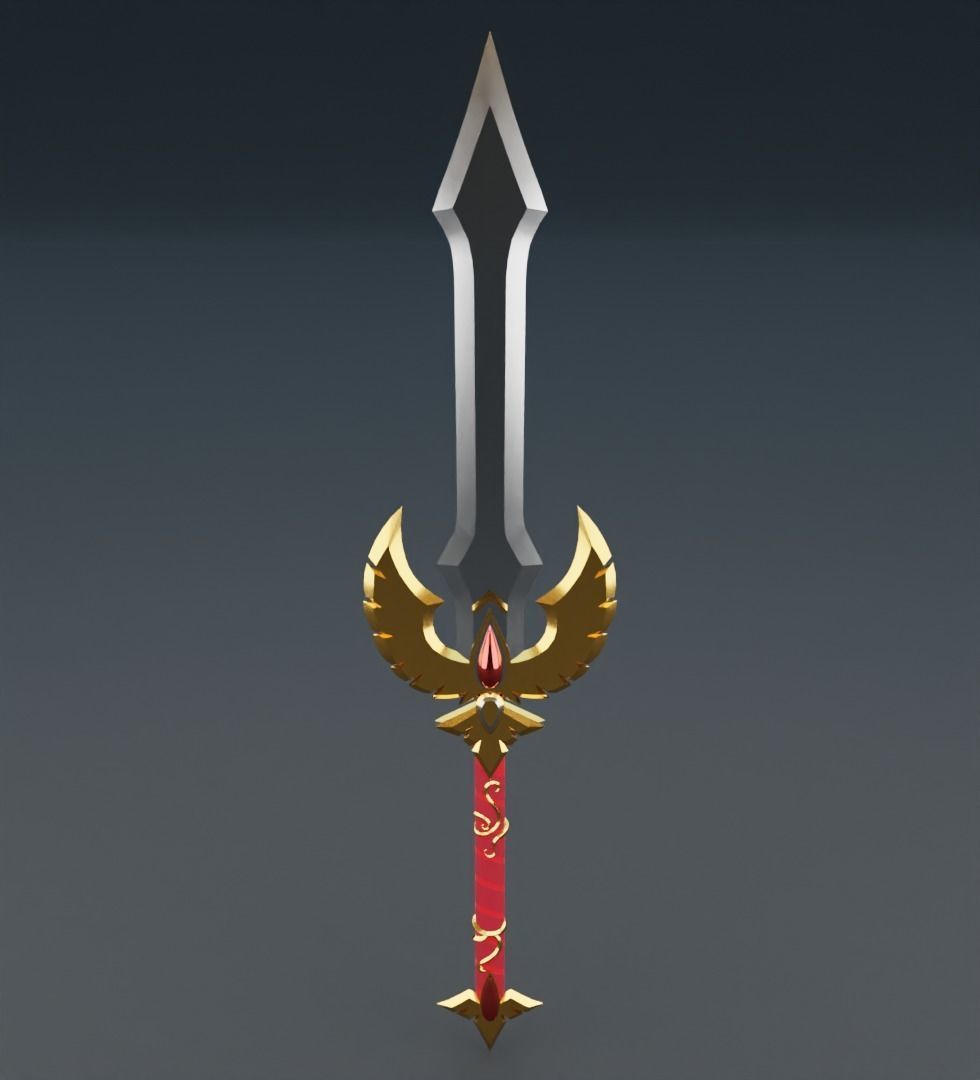 Fantasy blood sword 3D model Low-poly 3D model_1