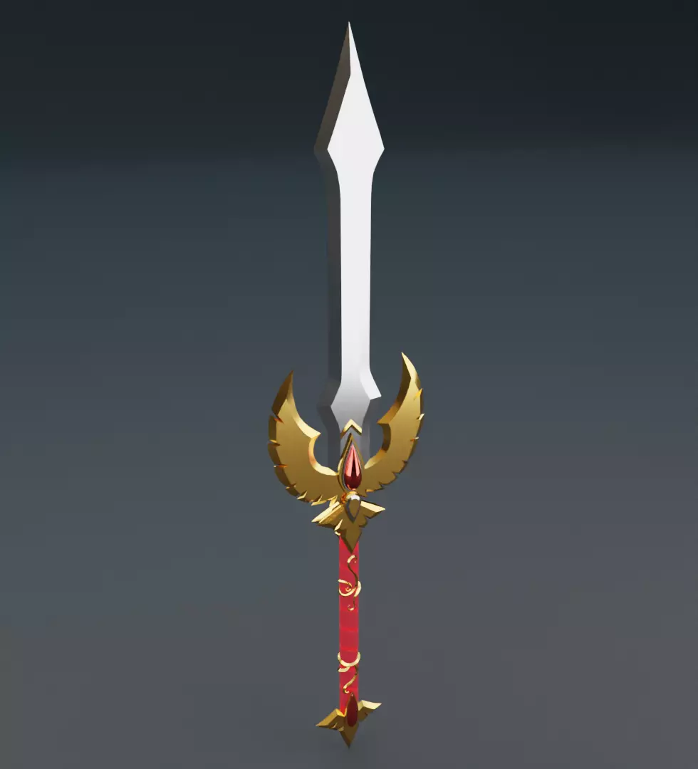 Fantasy blood sword 3D model Low-poly 3D model_0