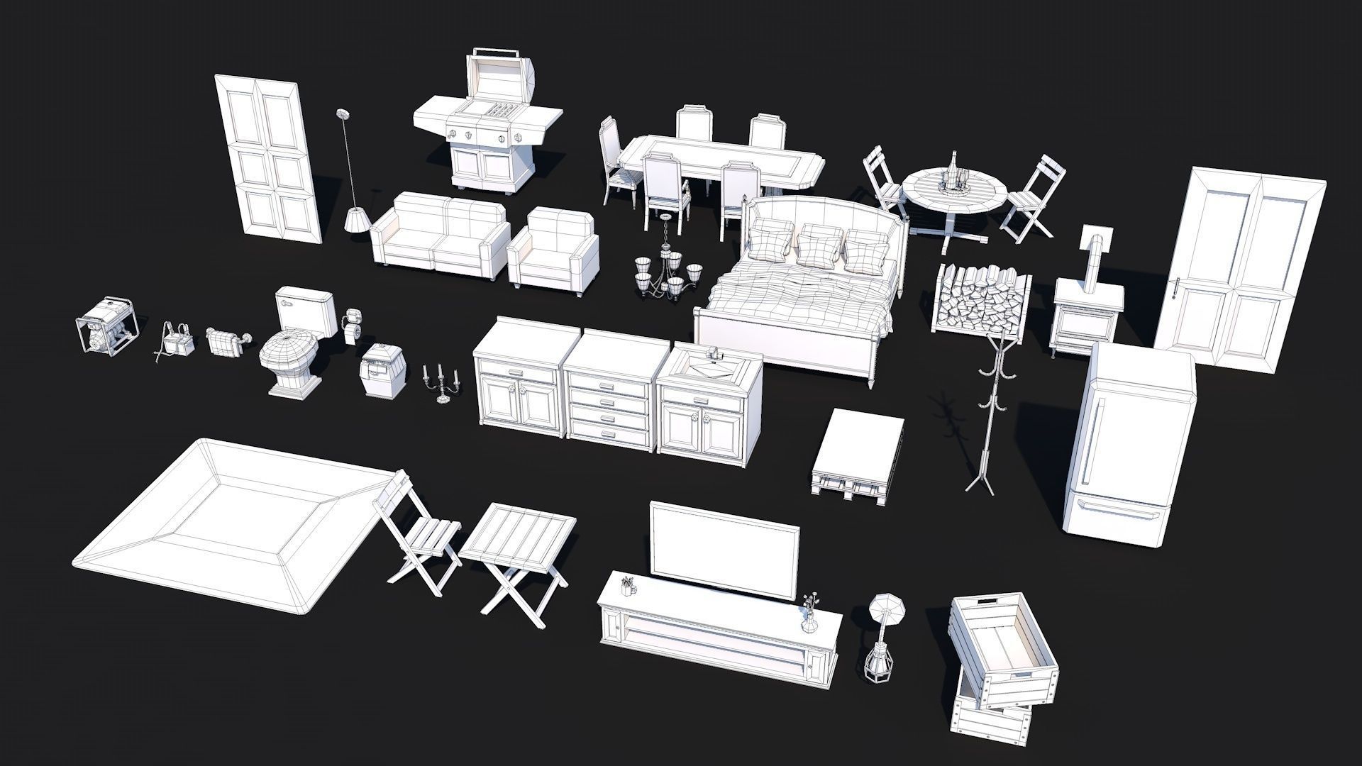 A Frame Log Cabin - Game Ready Low Poly Low-poly 3D model_4