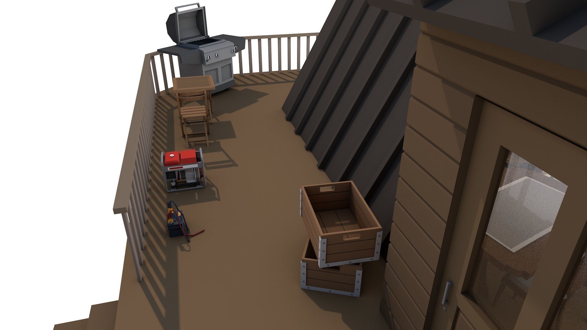 A Frame Log Cabin - Game Ready Low Poly Low-poly 3D model_9
