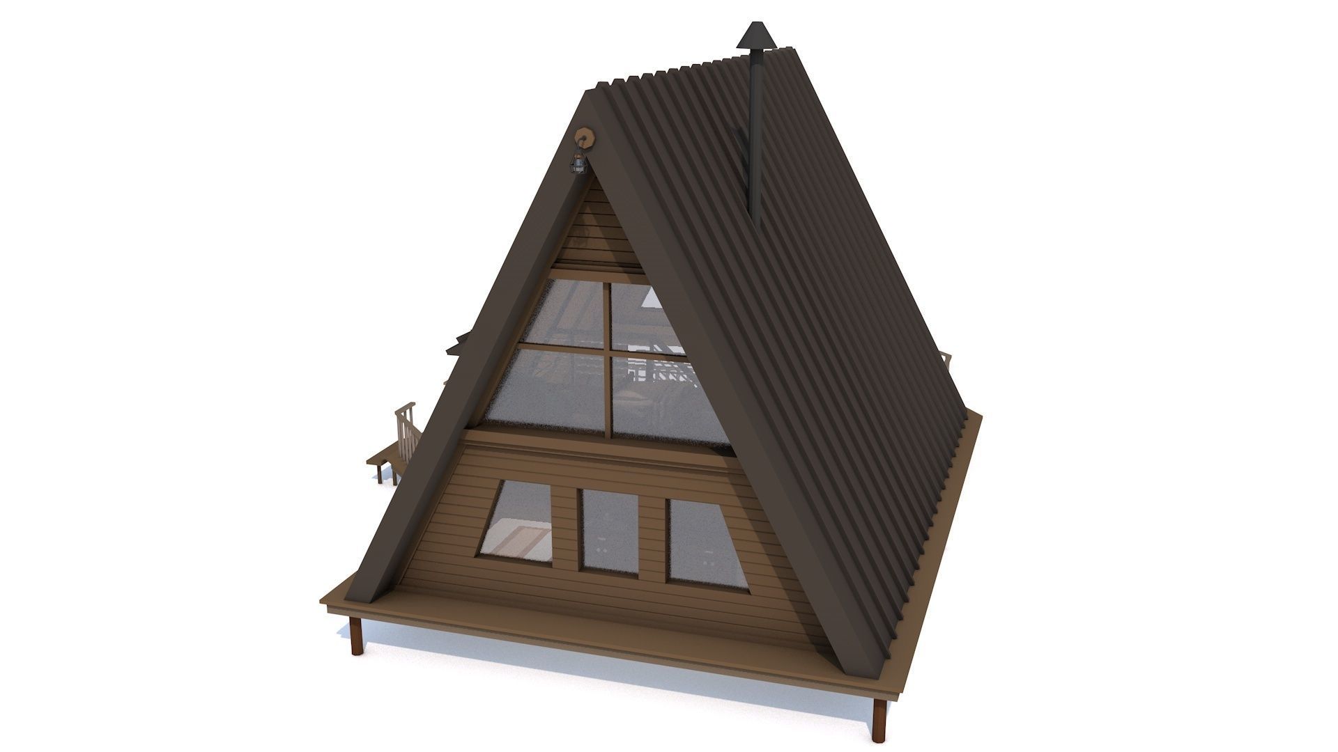 A Frame Log Cabin - Game Ready Low Poly Low-poly 3D model_2