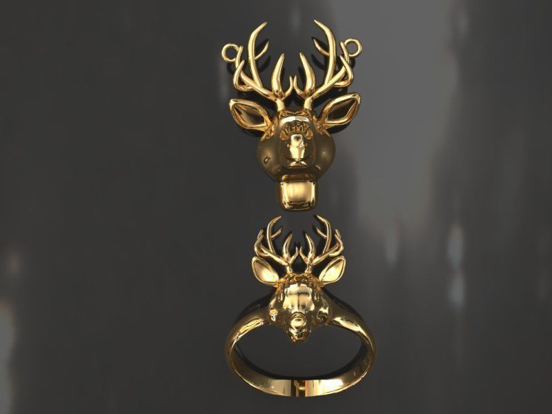 deer jewelry set - collection 01 3D print model_7