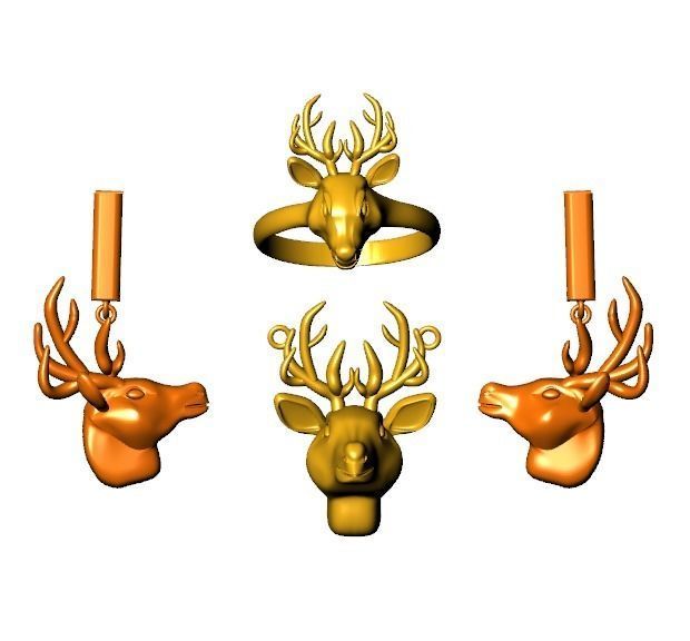 deer jewelry set - collection 01 3D print model_15