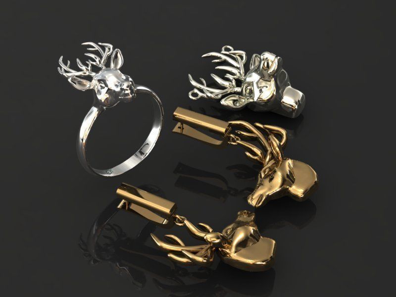 deer jewelry set - collection 01 3D print model_1