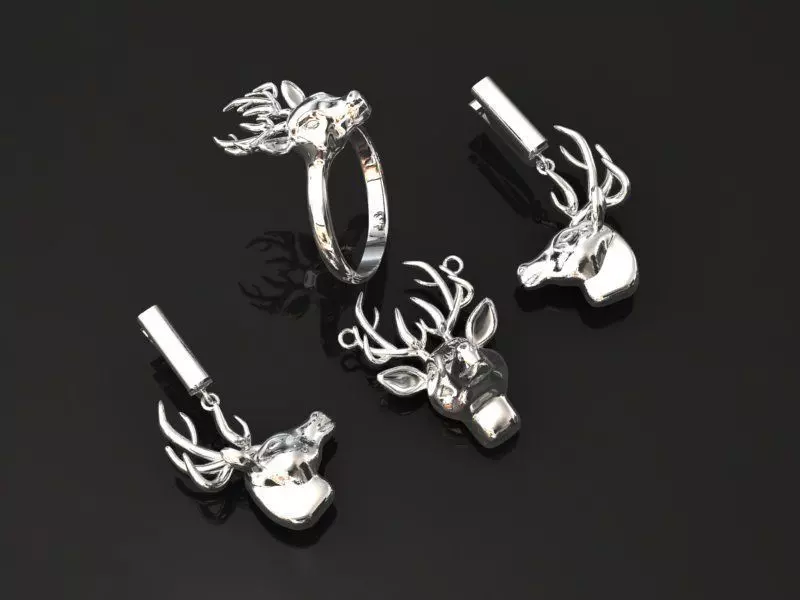 deer jewelry set - collection 01 3D print model_0