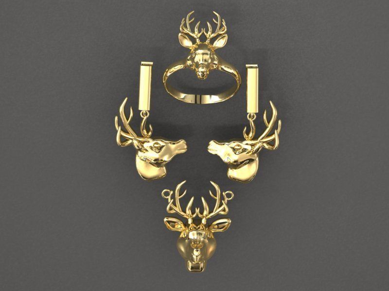 deer jewelry set - collection 01 3D print model_10
