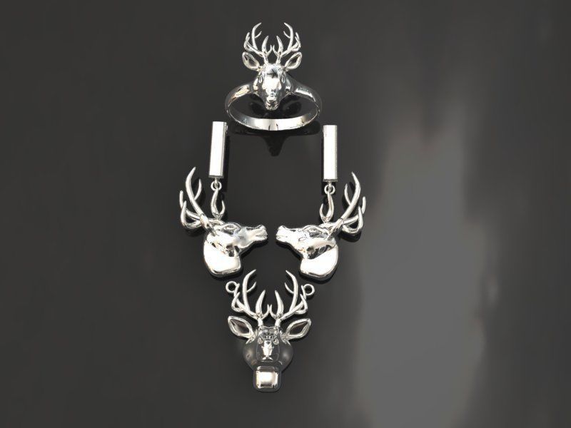 deer jewelry set - collection 01 3D print model_6