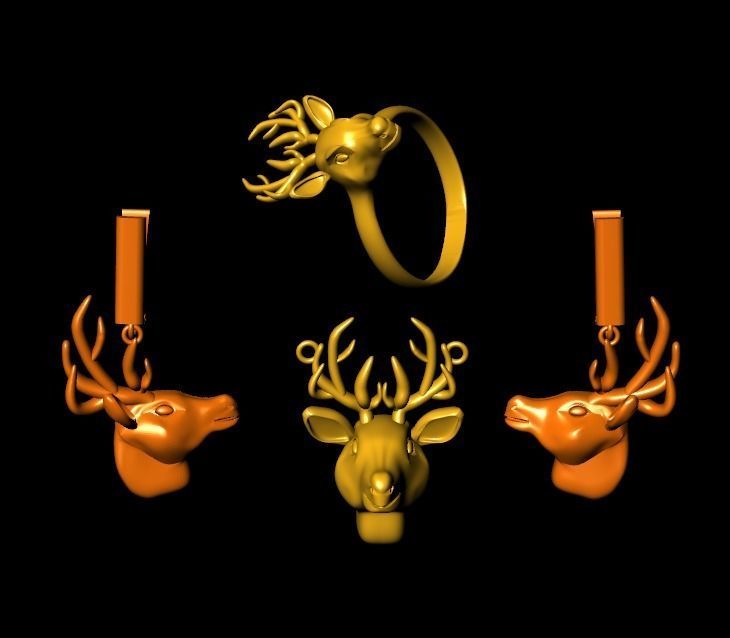 deer jewelry set - collection 01 3D print model_5