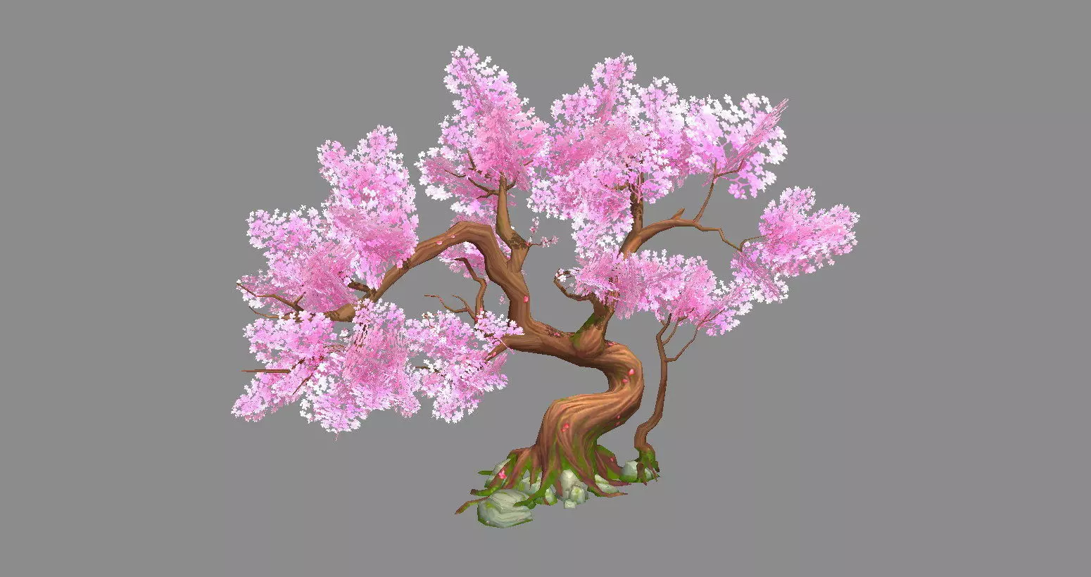 A peach blossom tree - small - Cherry blossom trees - sakura Low-poly 3D model_0