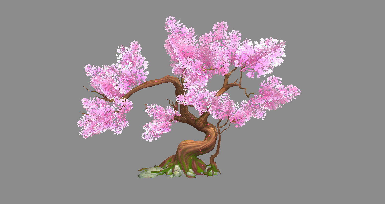 A peach blossom tree - small - Cherry blossom trees - sakura Low-poly 3D model_1