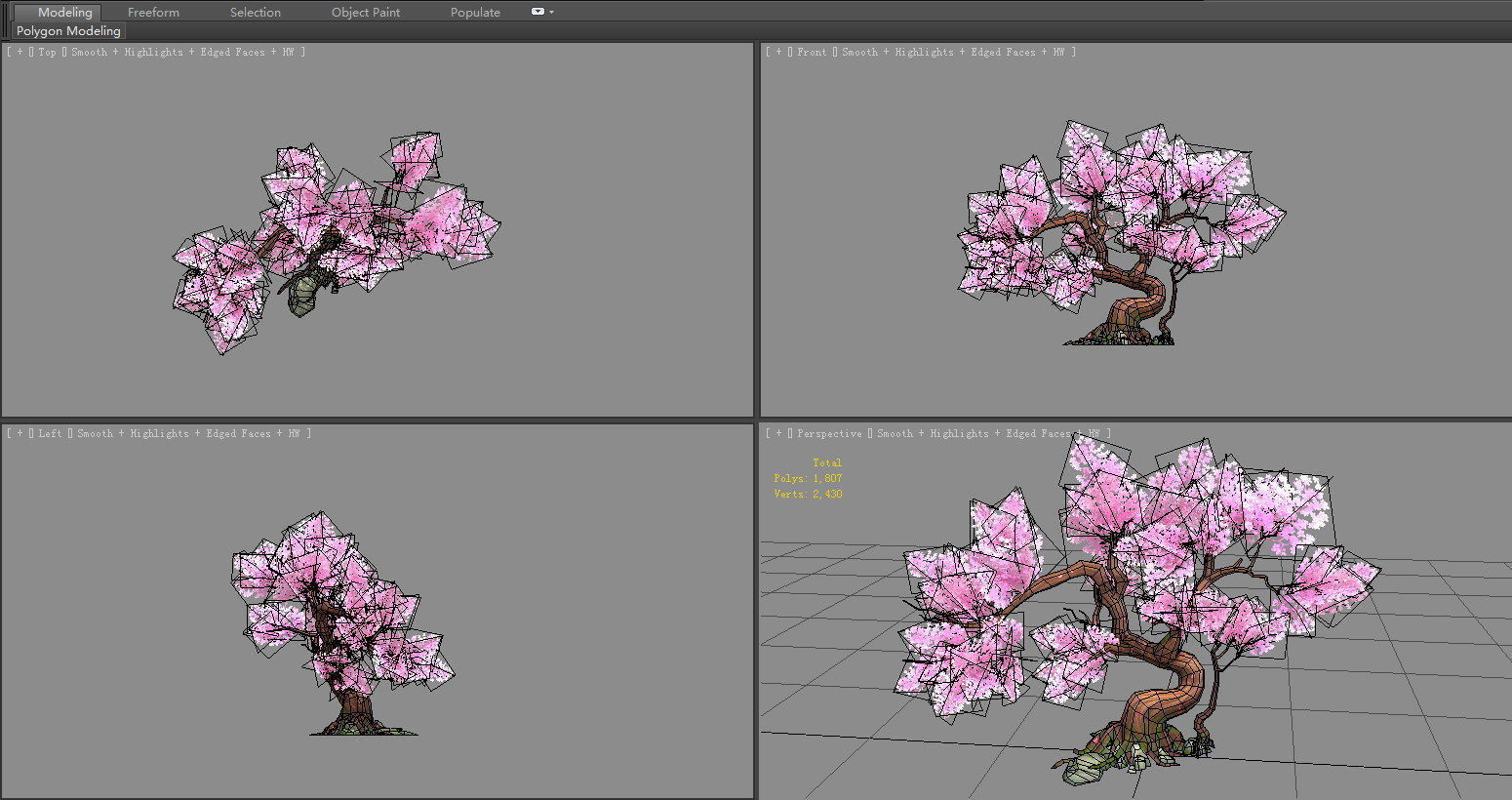 A peach blossom tree - small - Cherry blossom trees - sakura Low-poly 3D model_4