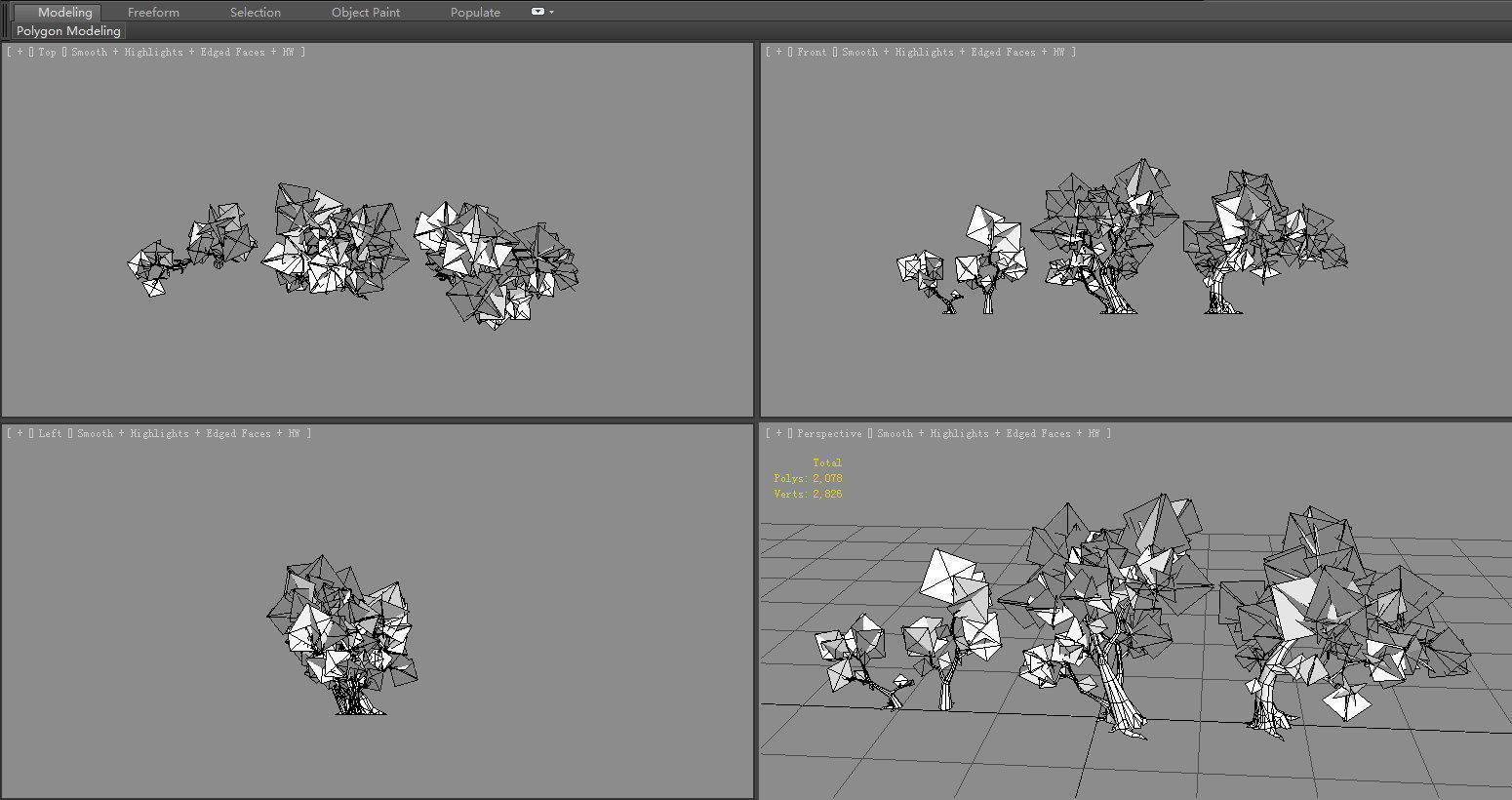 Four peach blossom trees - cherry blossom trees - sakura Low-poly 3D model_5