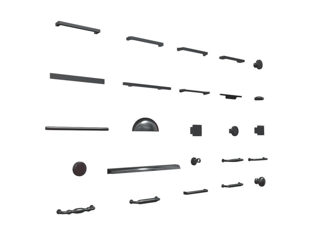 Set of 25 Kitchen cabinet handles Low-poly 3D model_2