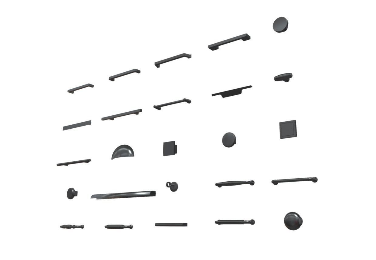 Set of 25 Kitchen cabinet handles Low-poly 3D model_1