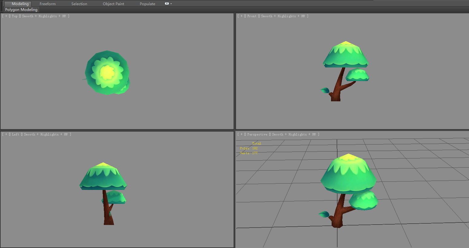 Cartoon small tree Low-poly 3D model_3