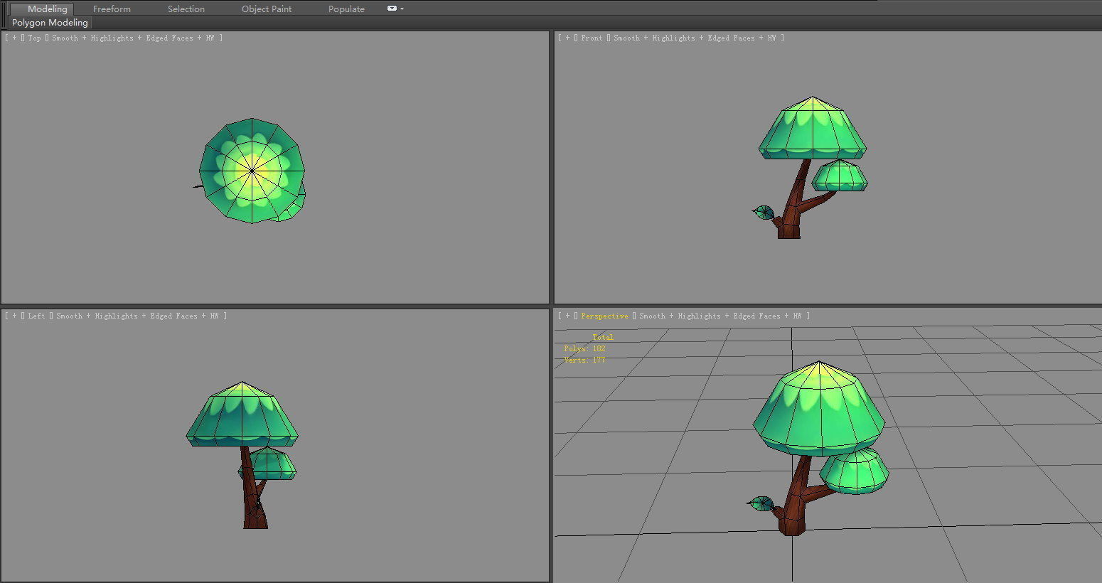 Cartoon small tree Low-poly 3D model_4