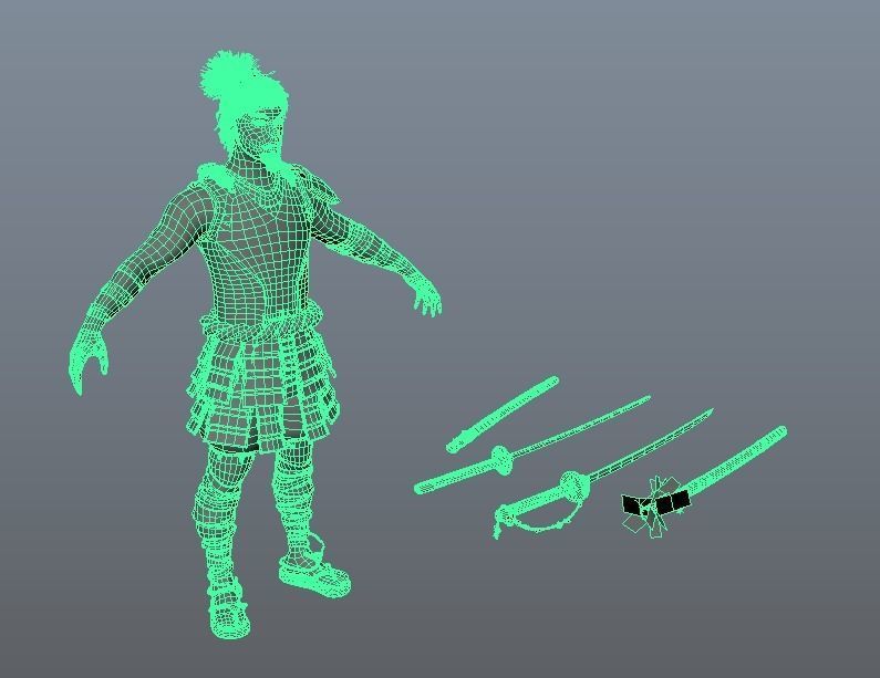 samurai game lowpoly Low-poly 3D model_2