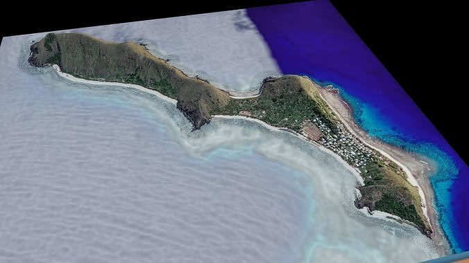 Yanuya island 3d model terrain Low-poly 3D model