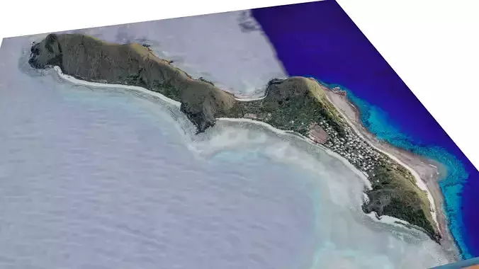 Yanuya island 3d model terrain Low-poly 3D model