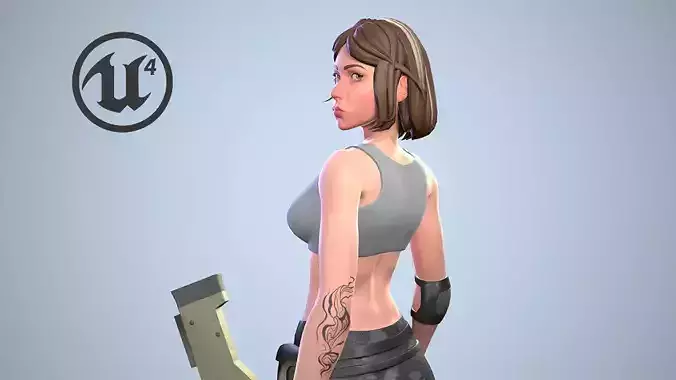 Sexy Military Girl - Game Ready 3D model Low-poly 3D model