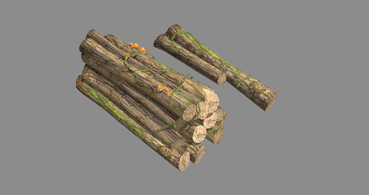 A pile of wood Low-poly 3D model_2