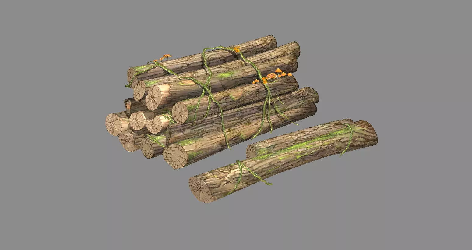 A pile of wood Low-poly 3D model_0