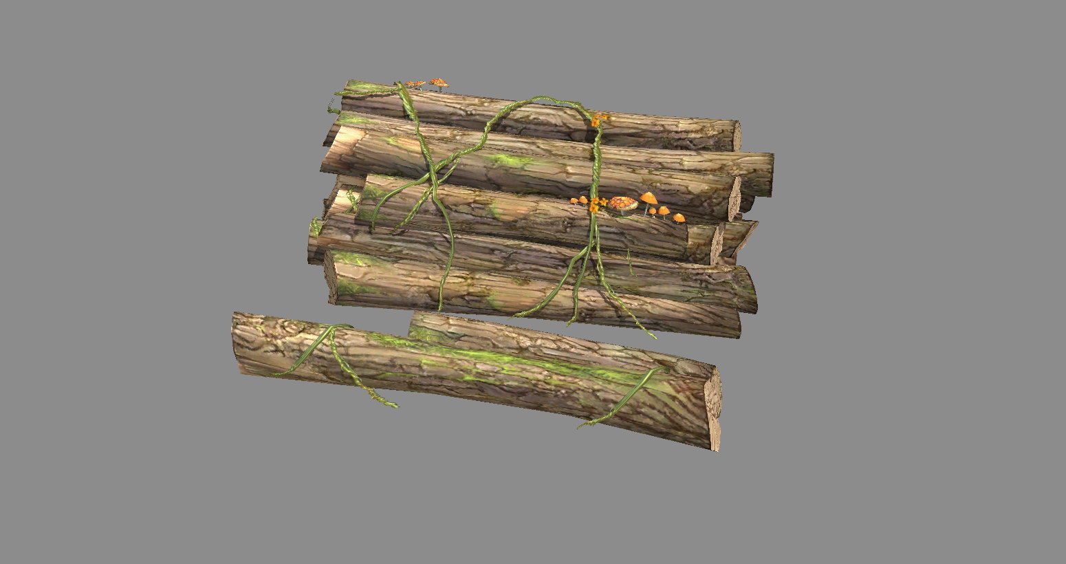 A pile of wood Low-poly 3D model_1