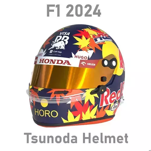 F1 Yuki Tsunoda Helmet 2024 Low-poly 3D model