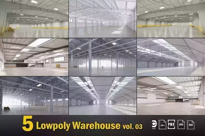 5 low poly interior warehouse Vol 3 3D Model Collection