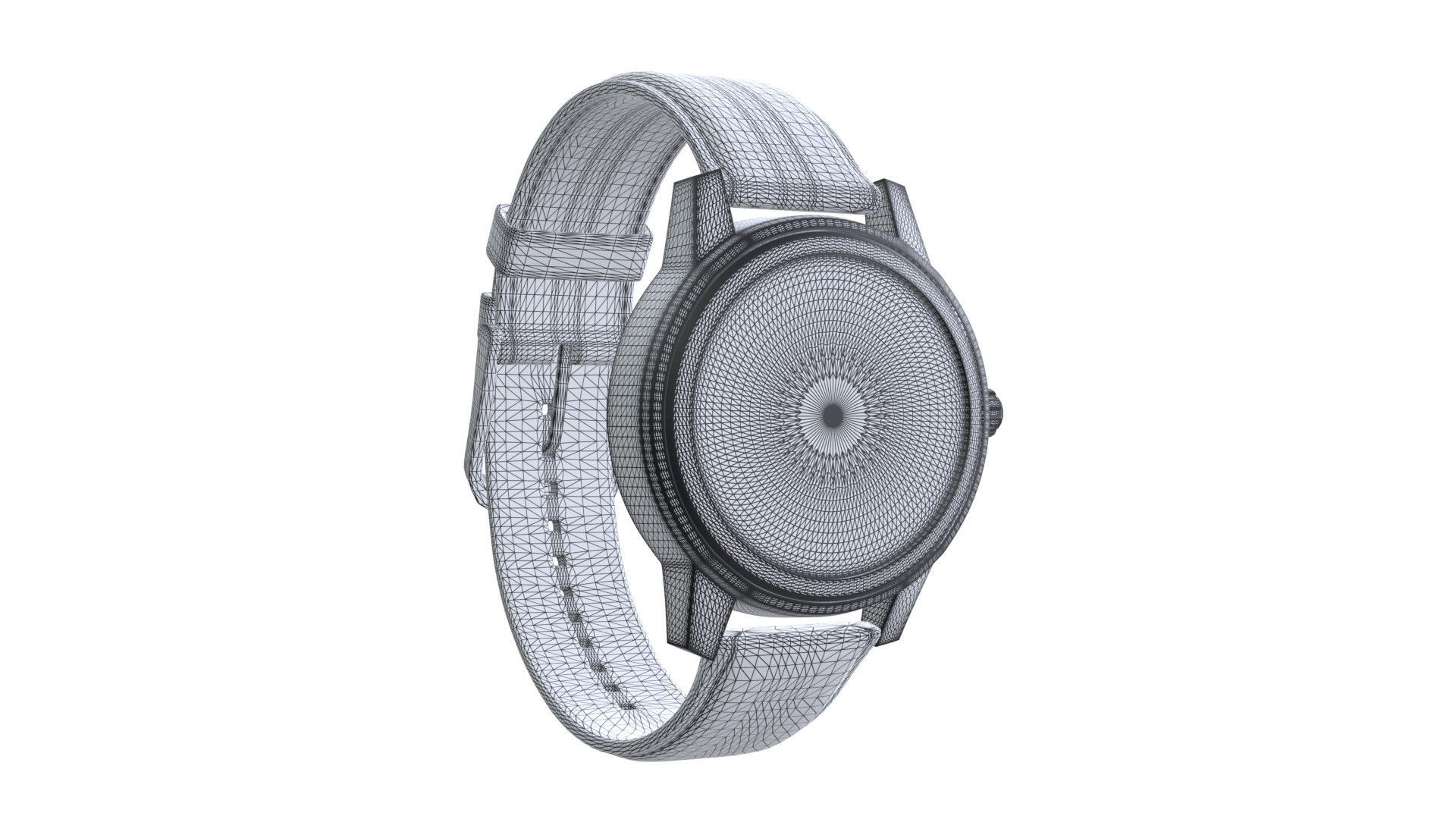 Hybrid Smartwatch with Black Low-poly 3D model_9