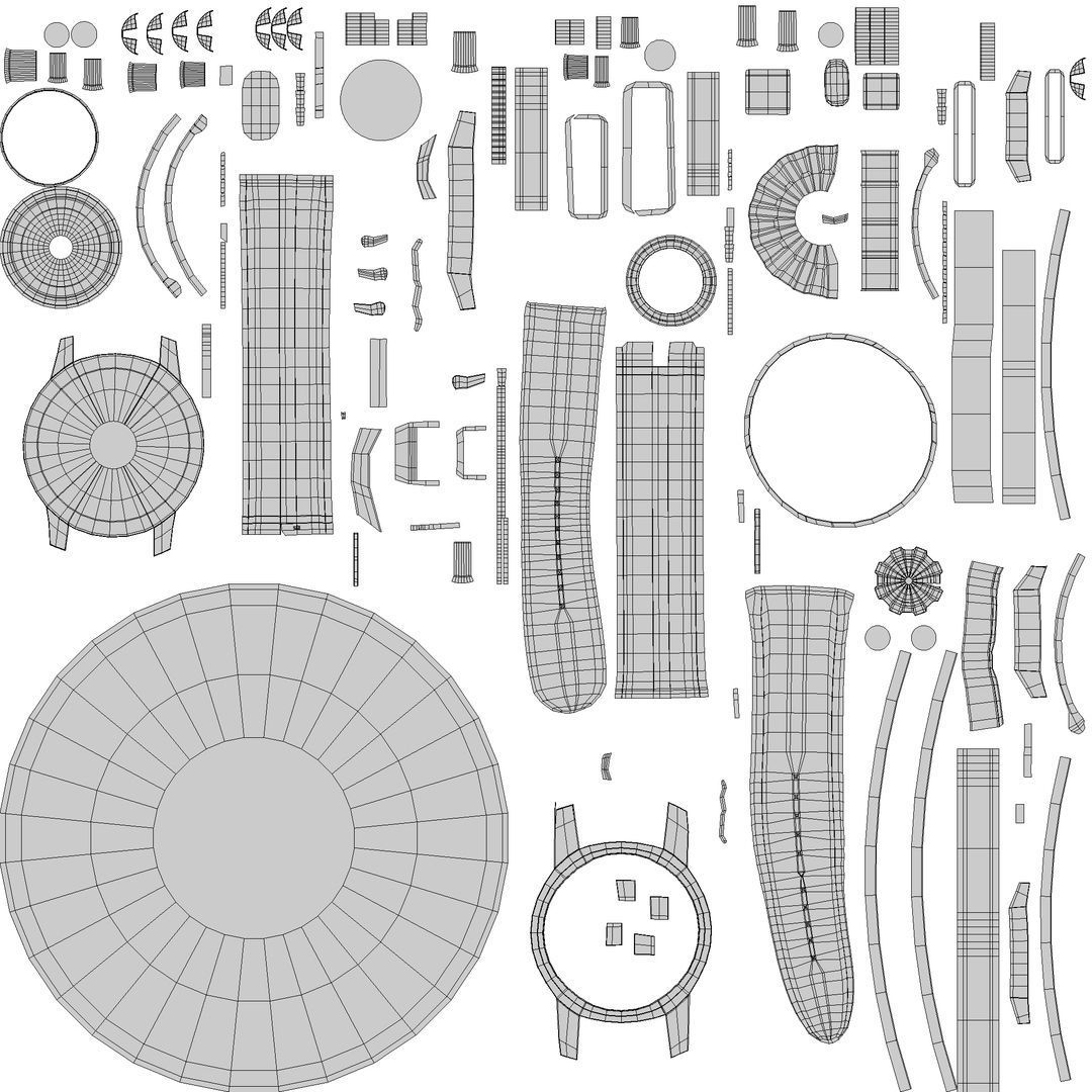 Hybrid Smartwatch with Black Low-poly 3D model_10