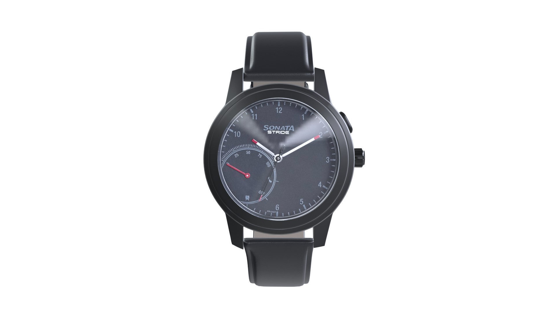 Hybrid Smartwatch with Black Low-poly 3D model_1