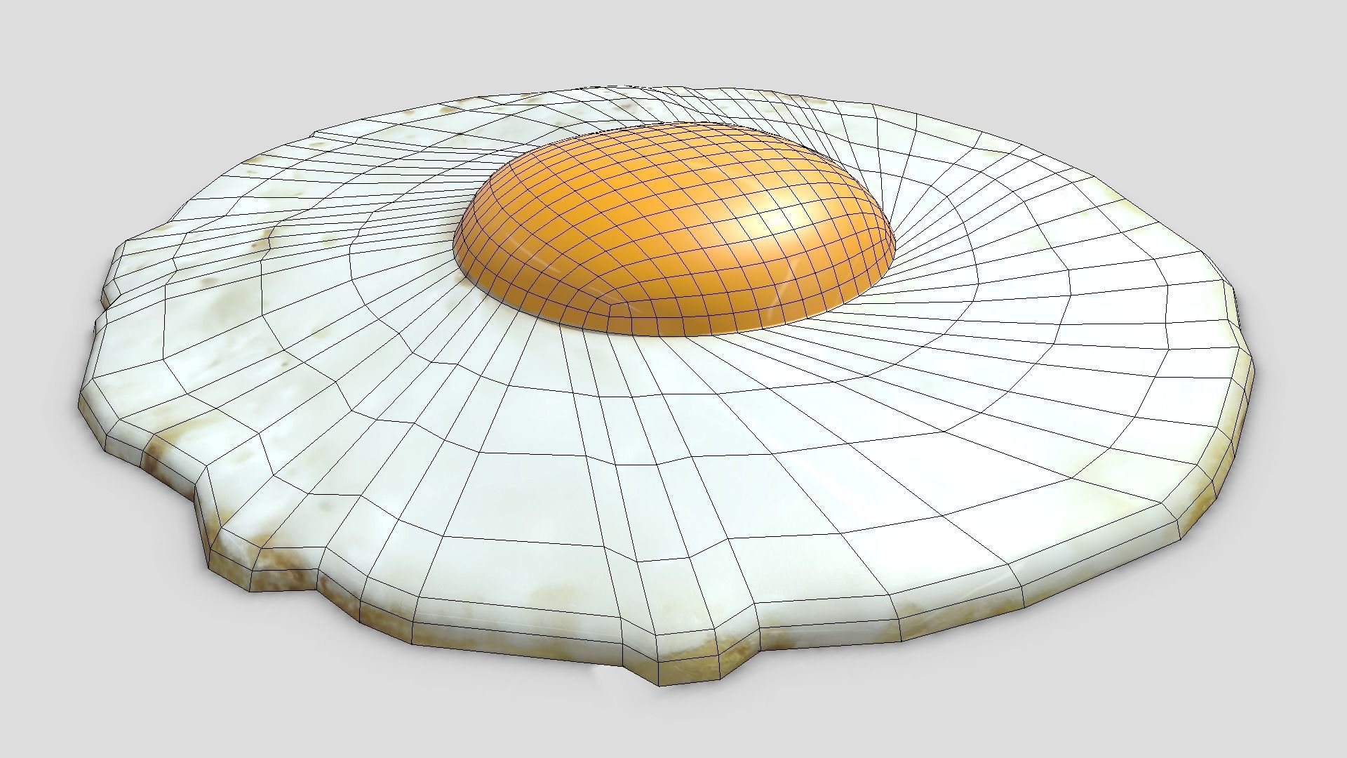 Fried Egg 2 Low-poly 3D model_8
