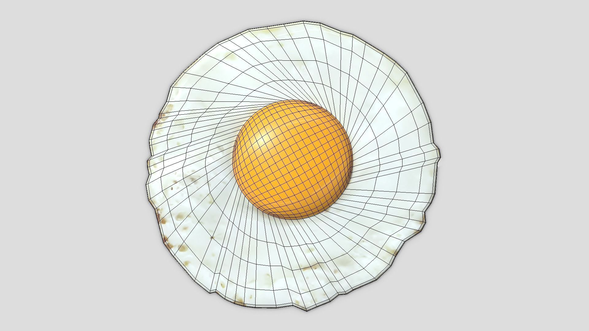 Fried Egg 2 Low-poly 3D model_6