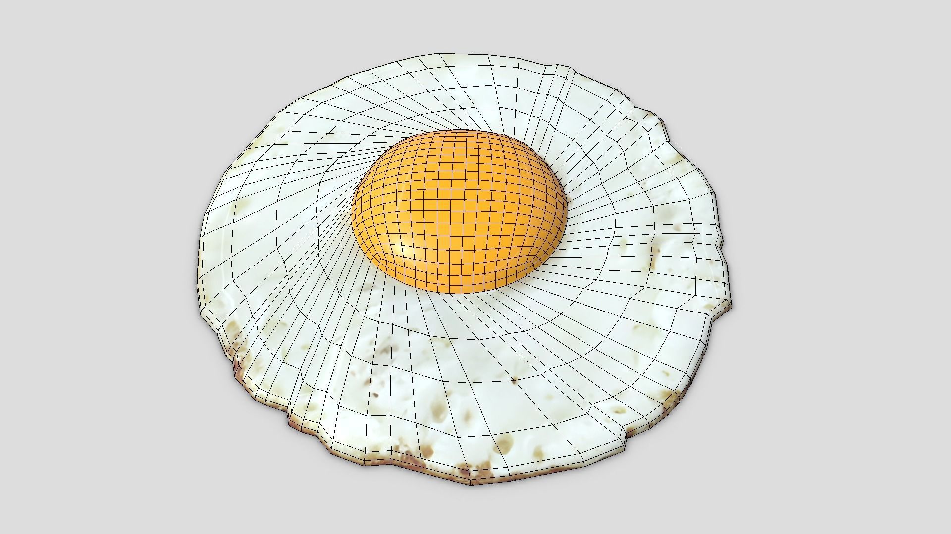 Fried Egg 2 Low-poly 3D model_2
