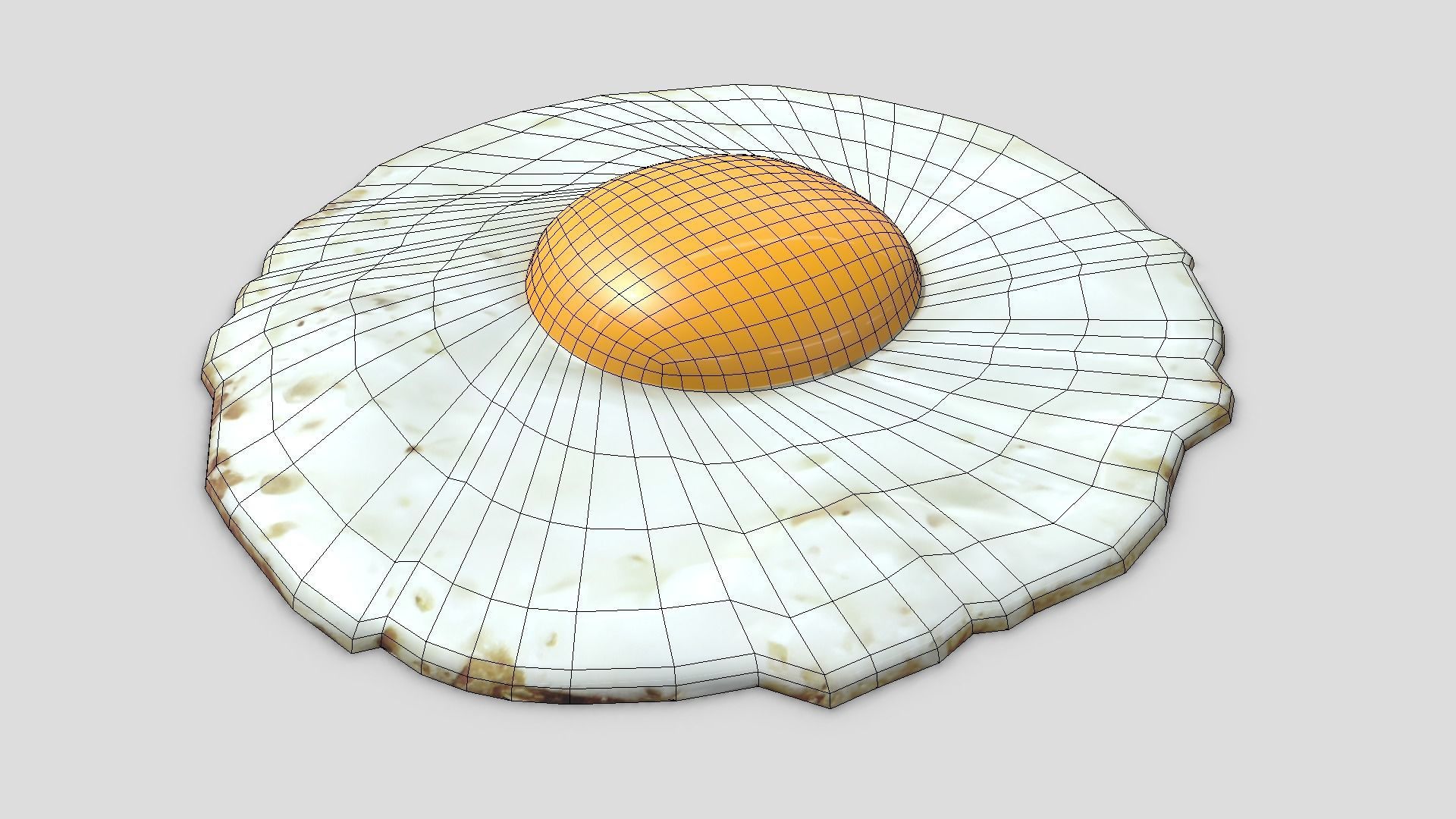 Fried Egg 2 Low-poly 3D model_4