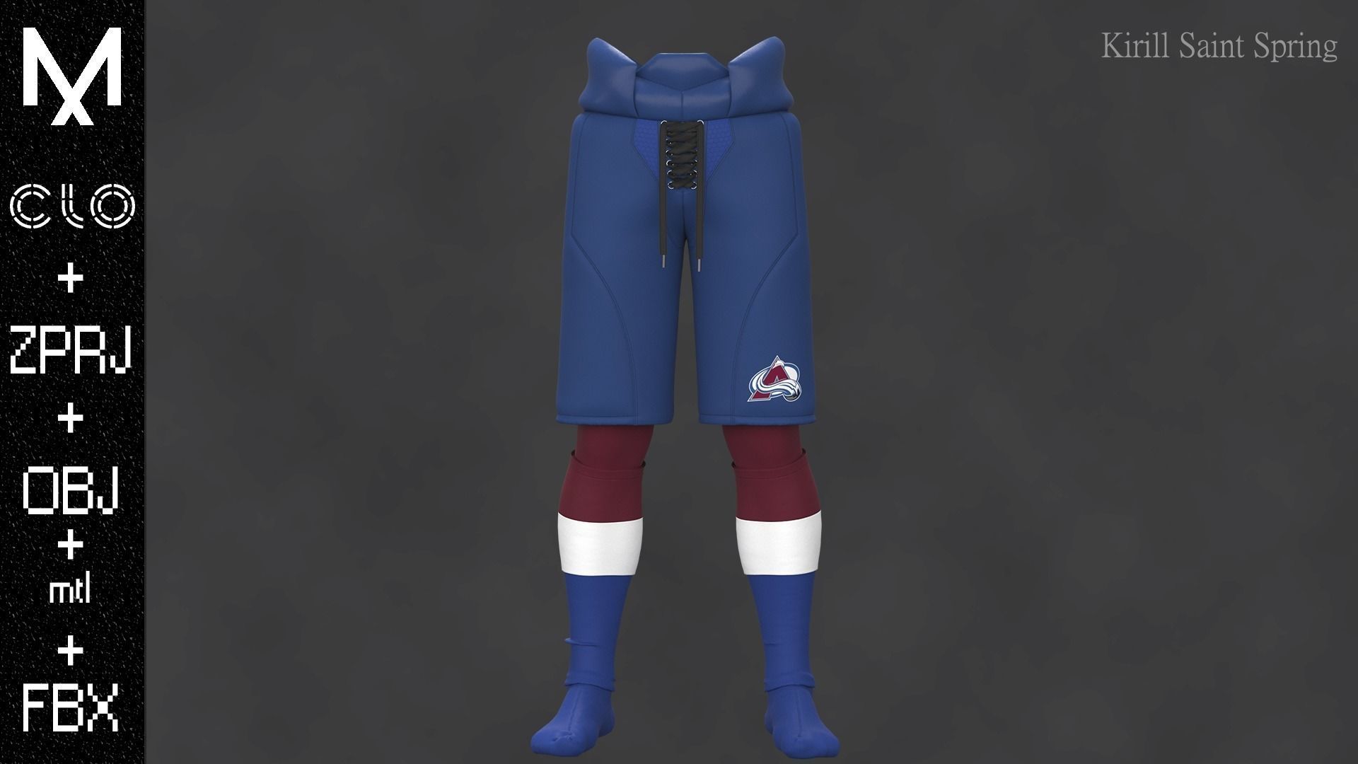 Hockey form Colorado Marvelous designer Clo3d OBJ mtl FBX ZPRJ 3D model_9