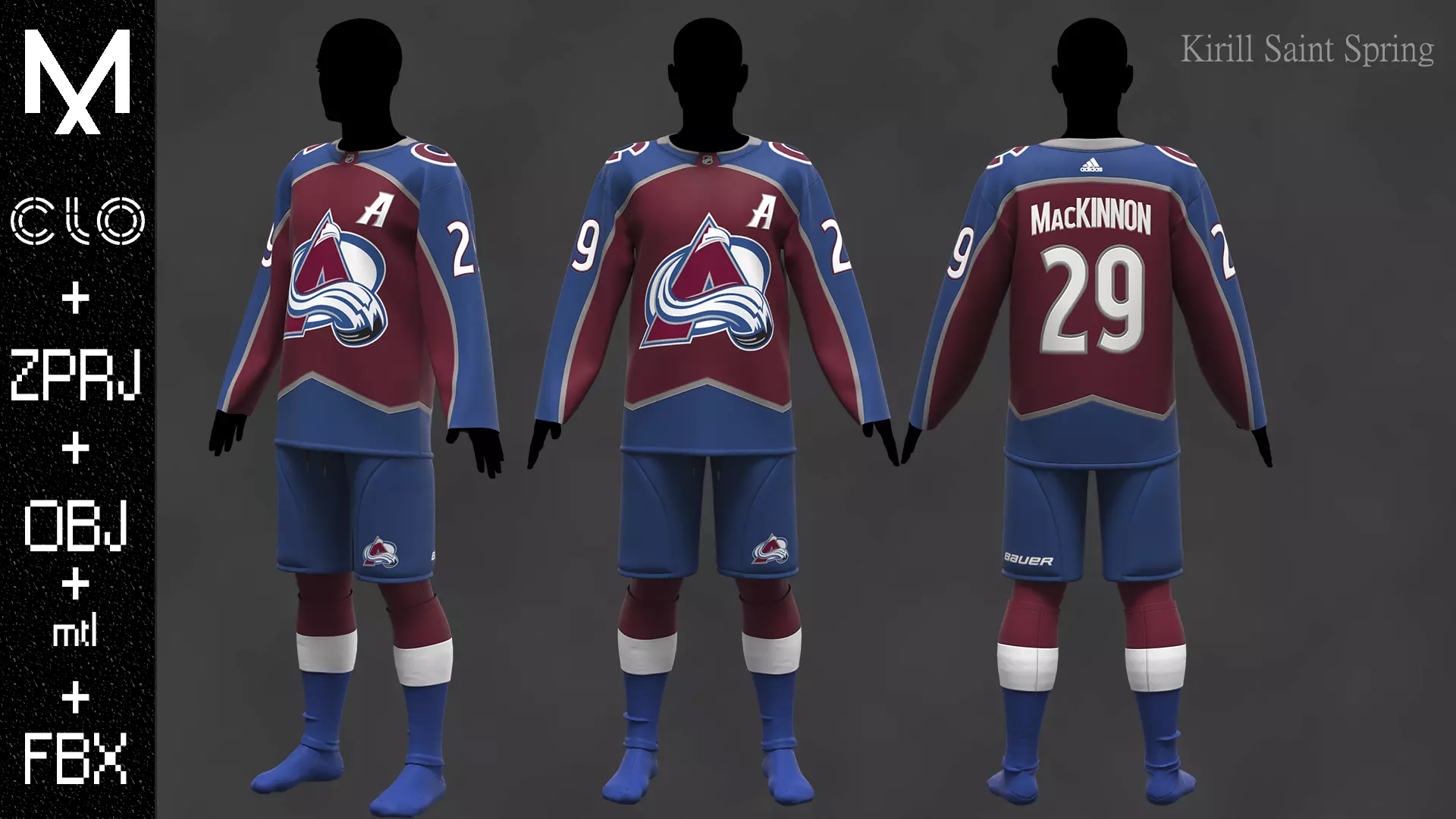Hockey form Colorado Marvelous designer Clo3d OBJ mtl FBX ZPRJ 3D model_0