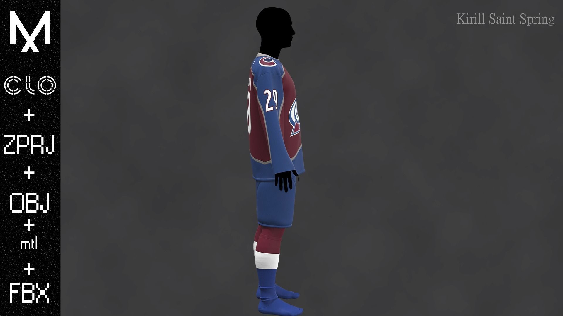 Hockey form Colorado Marvelous designer Clo3d OBJ mtl FBX ZPRJ 3D model_7