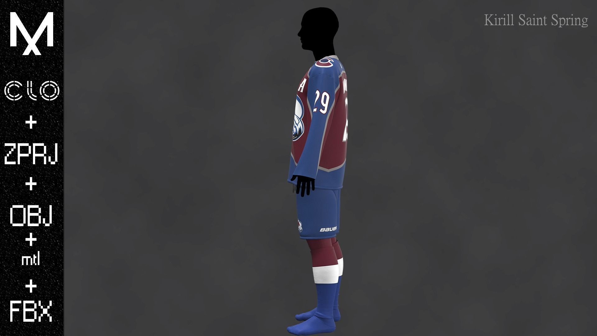 Hockey form Colorado Marvelous designer Clo3d OBJ mtl FBX ZPRJ 3D model_6