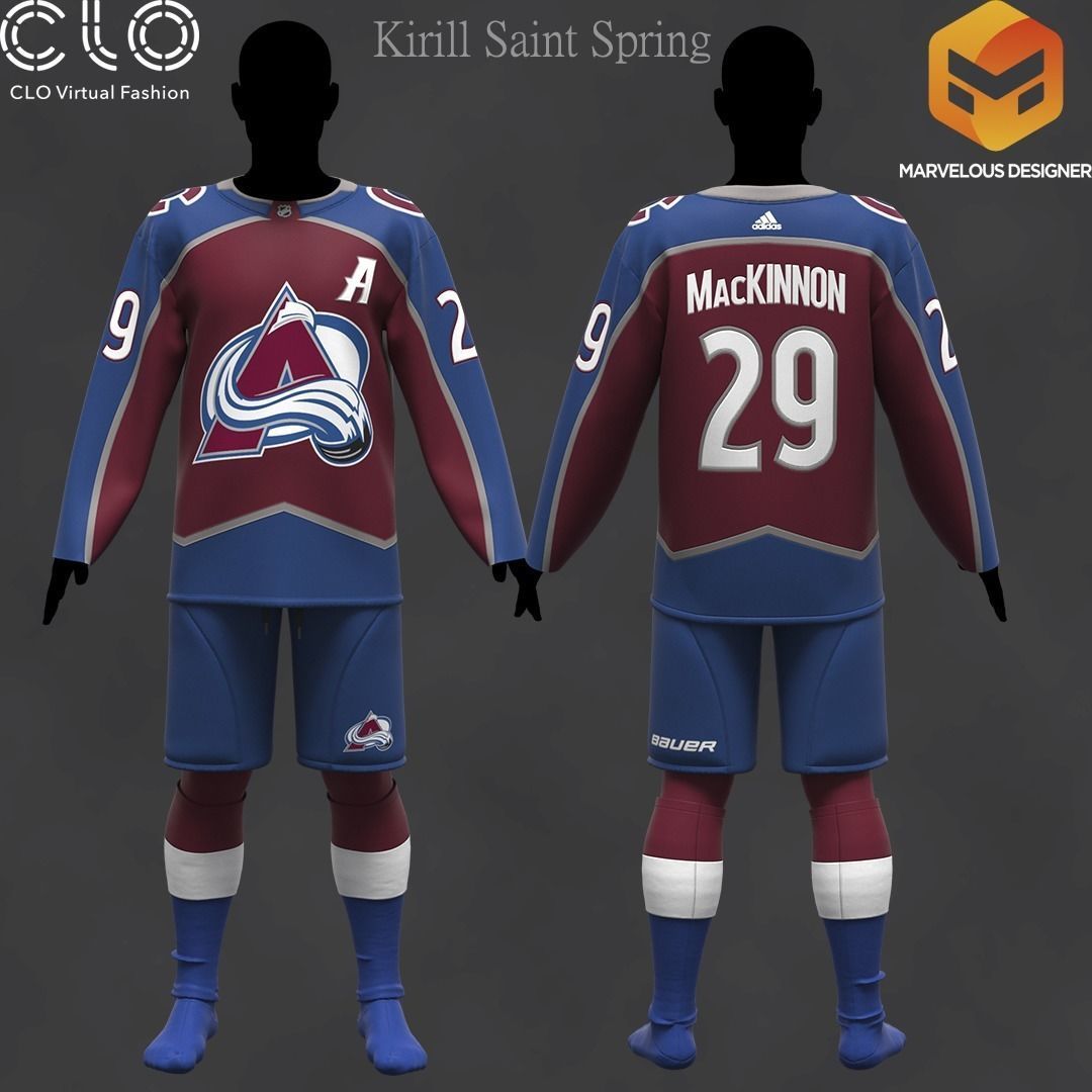 Hockey form Colorado Marvelous designer Clo3d OBJ mtl FBX ZPRJ 3D model_1